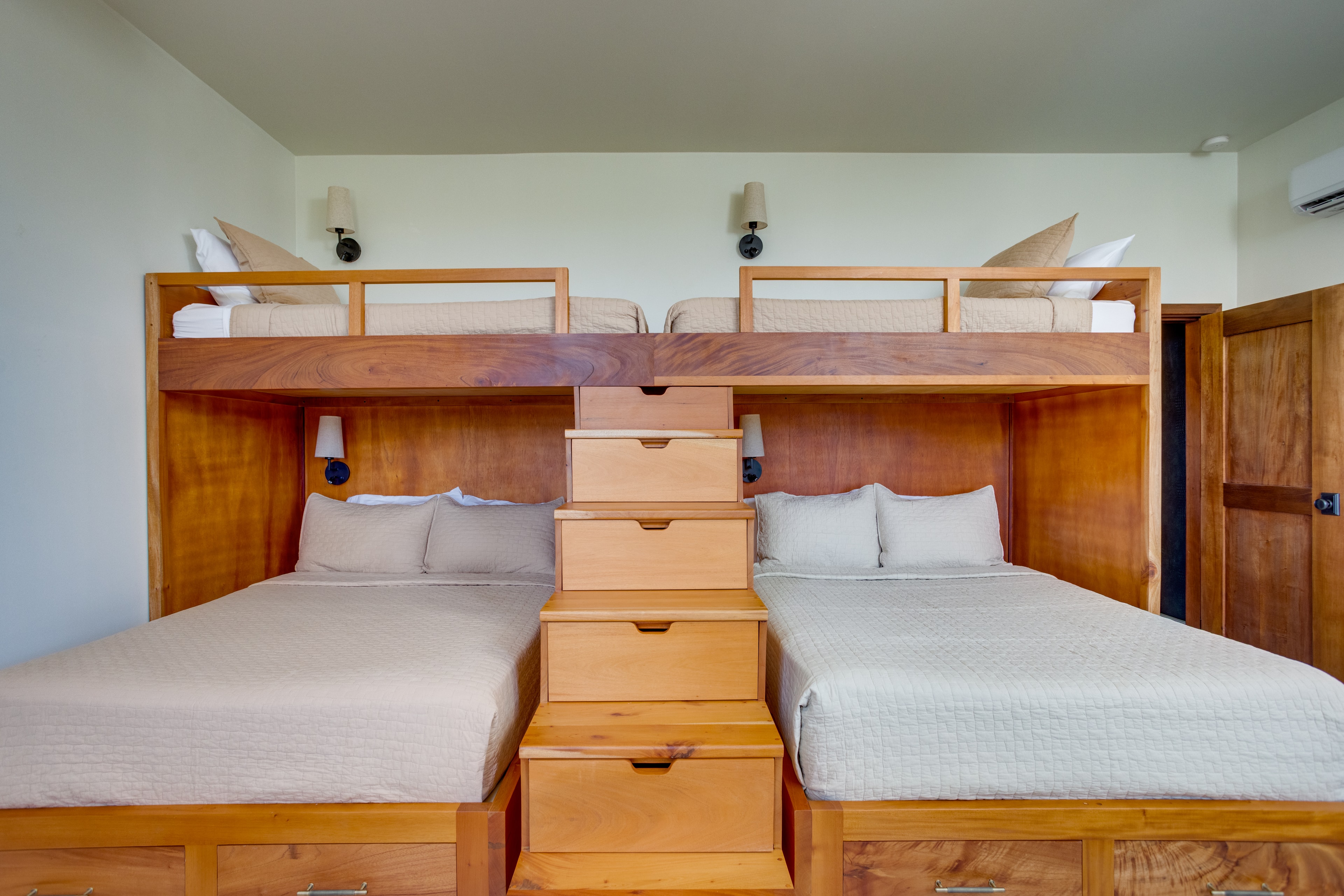 Bunk room full view showing all four beds