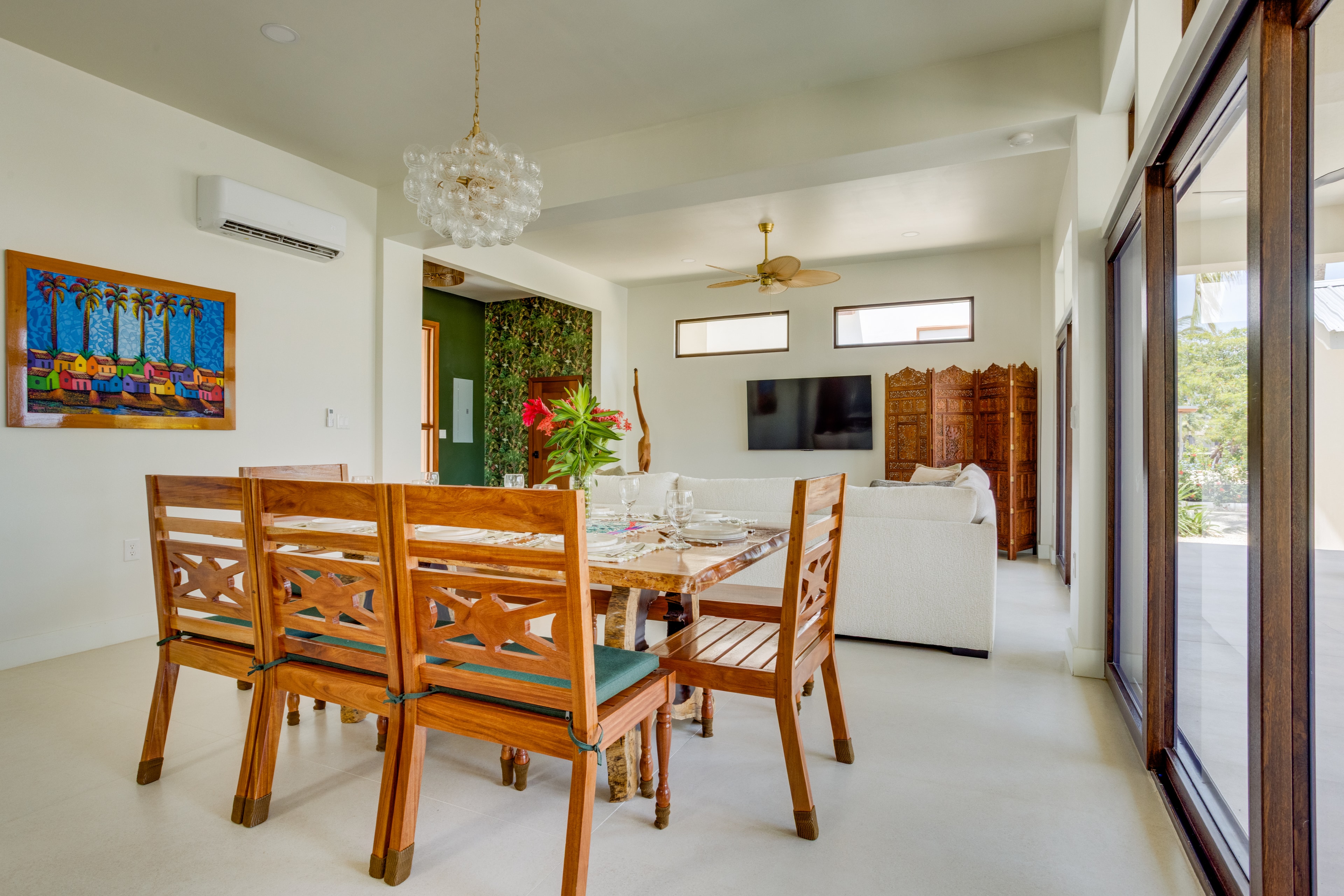 Kitchen island and dining area
