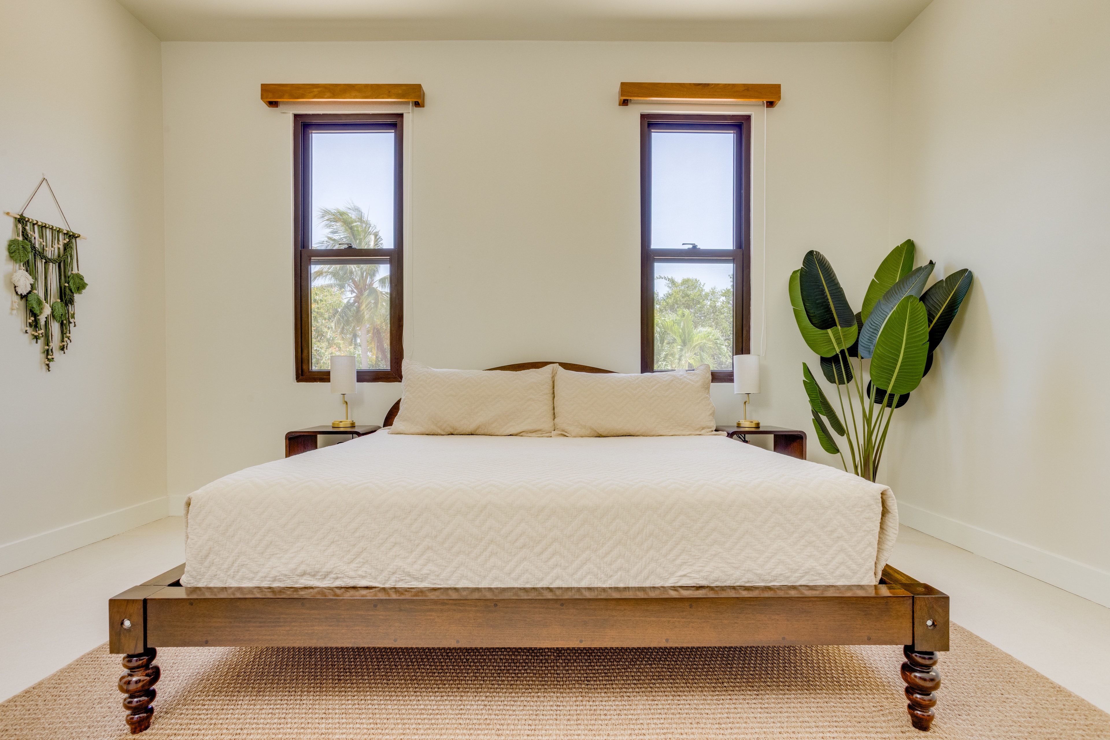 Master suite king bed with palm views